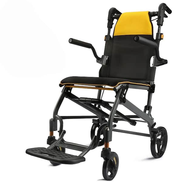 Lightweight Portable Folding Transport Wheelchair with Telescopic Handle and 16.9 in. x 15.7 in. Seat for Seniors