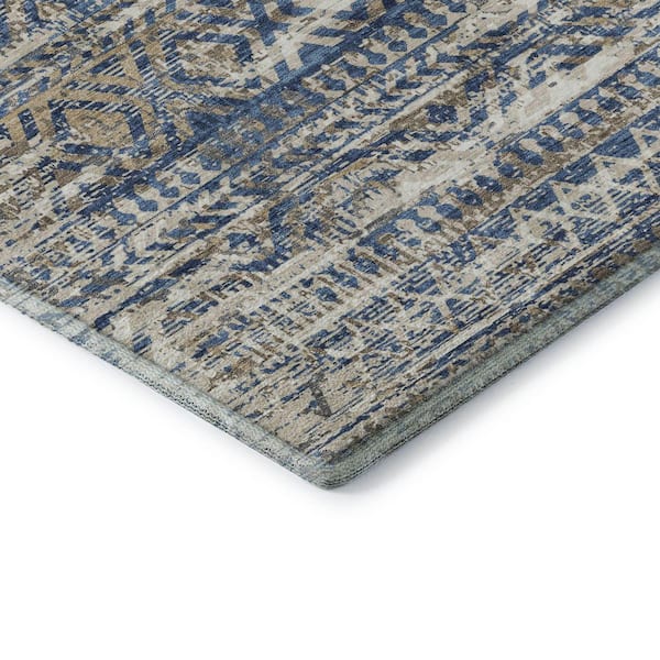 Mayfield Premium Machine Washable Abstract AMF1997 Blue 5 ft. x 7 ft. 6 in. Area Rug