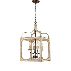 4-Light Grey No Decorative Accents Shaded Square Chandelier for Dining Room;Foyer with No Bulbs Included