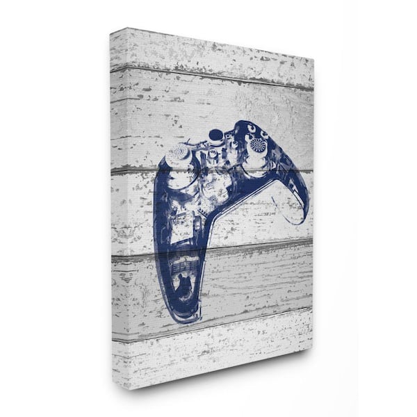 30 in. x 40 in. "Video Game Controller Blue Print on Planks" by Daphne Polselli Canvas Wall Art