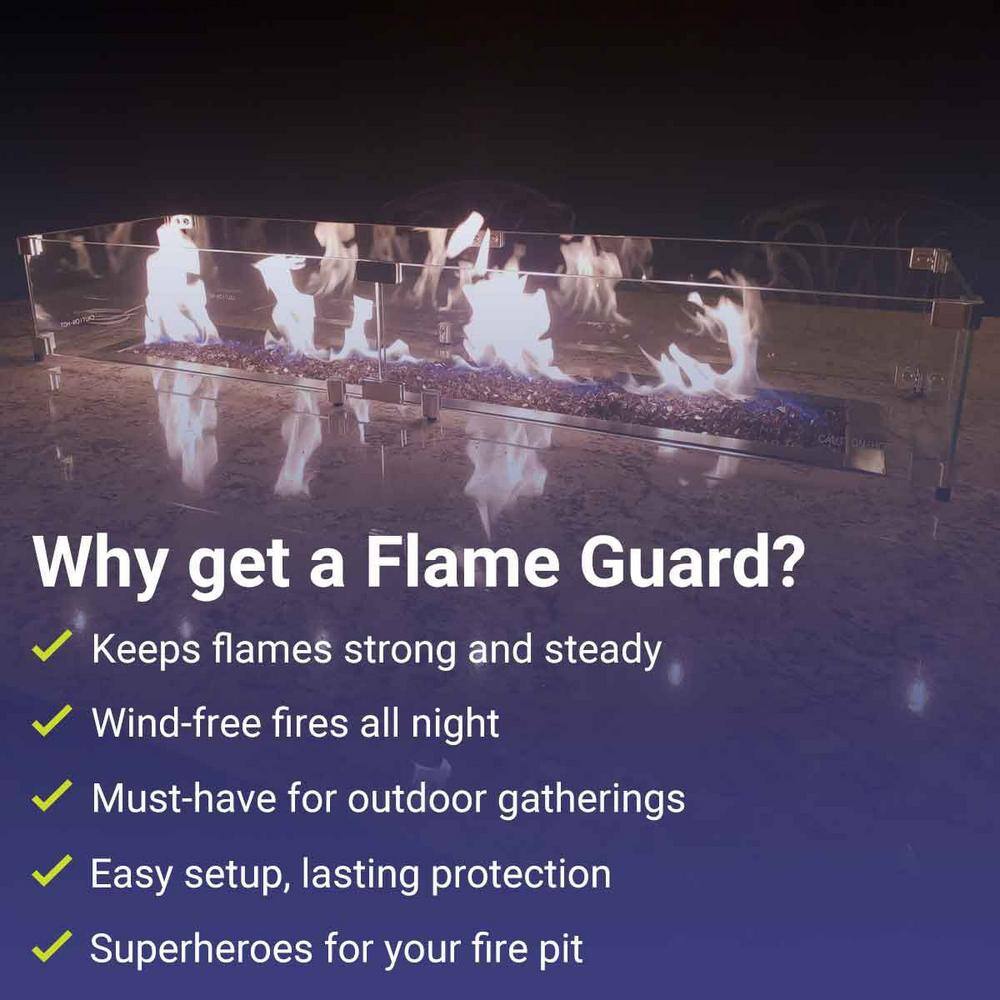 53.5'' Clear Tempered Glass Flame Guard for Fire Pit