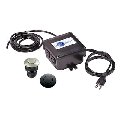 Dual Outlet Sink-Top Air Switch Kit w/ Satin Nickel & Matte Black Buttons for InSinkErator Garbage Disposal