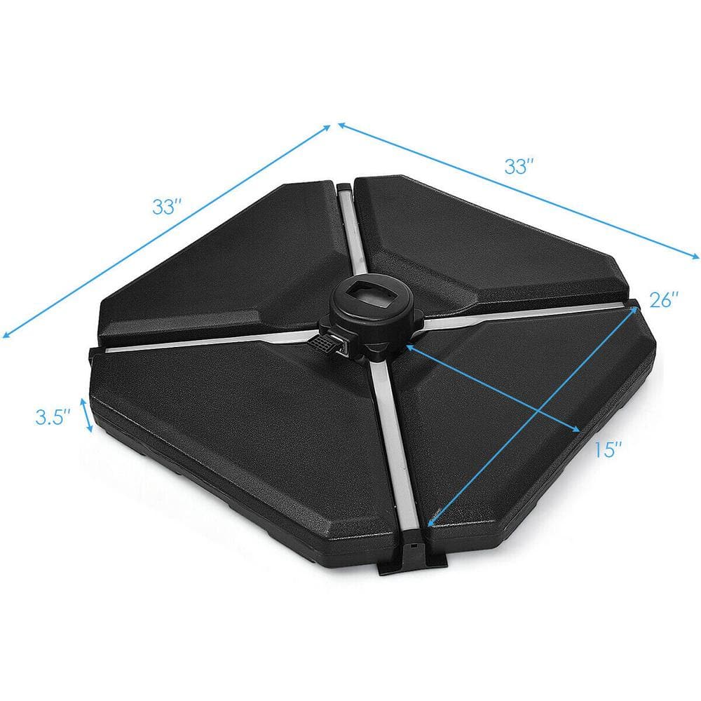 Black Triangular Plastic Outdoor Umbrella Base Set