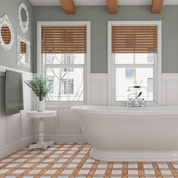 Picket Arendel 15 in. x 23 in. Terra with White Square Porcelain Floor and Wall Tile (11.6 sq. ft. /Case)