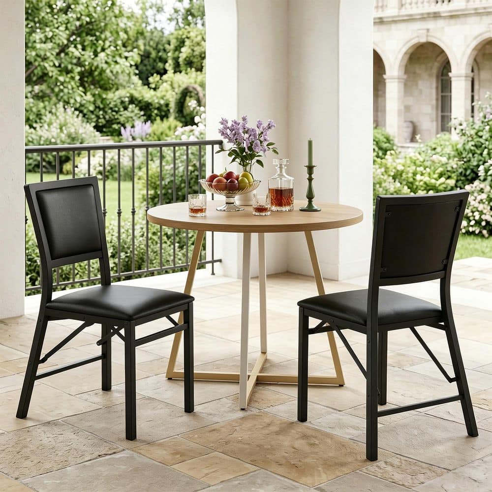 VECELO Foldable Dining Chairs Set of 2 Space-Saving, No Assembly