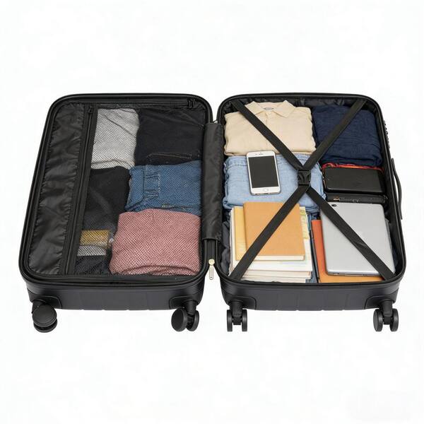 LIVACA 3-Piece Dark Gray ABS Plastic Hardside Spinner Luggage Set