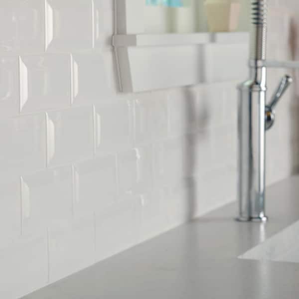 Daltile - Restore Bright White 3 in. x 6 in. Ceramic Bevel Subway Wall Tile (400 sq. ft./Pallet)