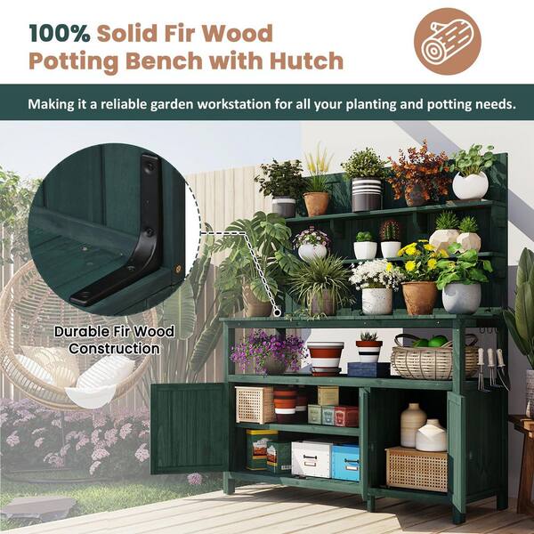 Potting Bench with Hutch 50.2 in. Wood Garden Workstation 2