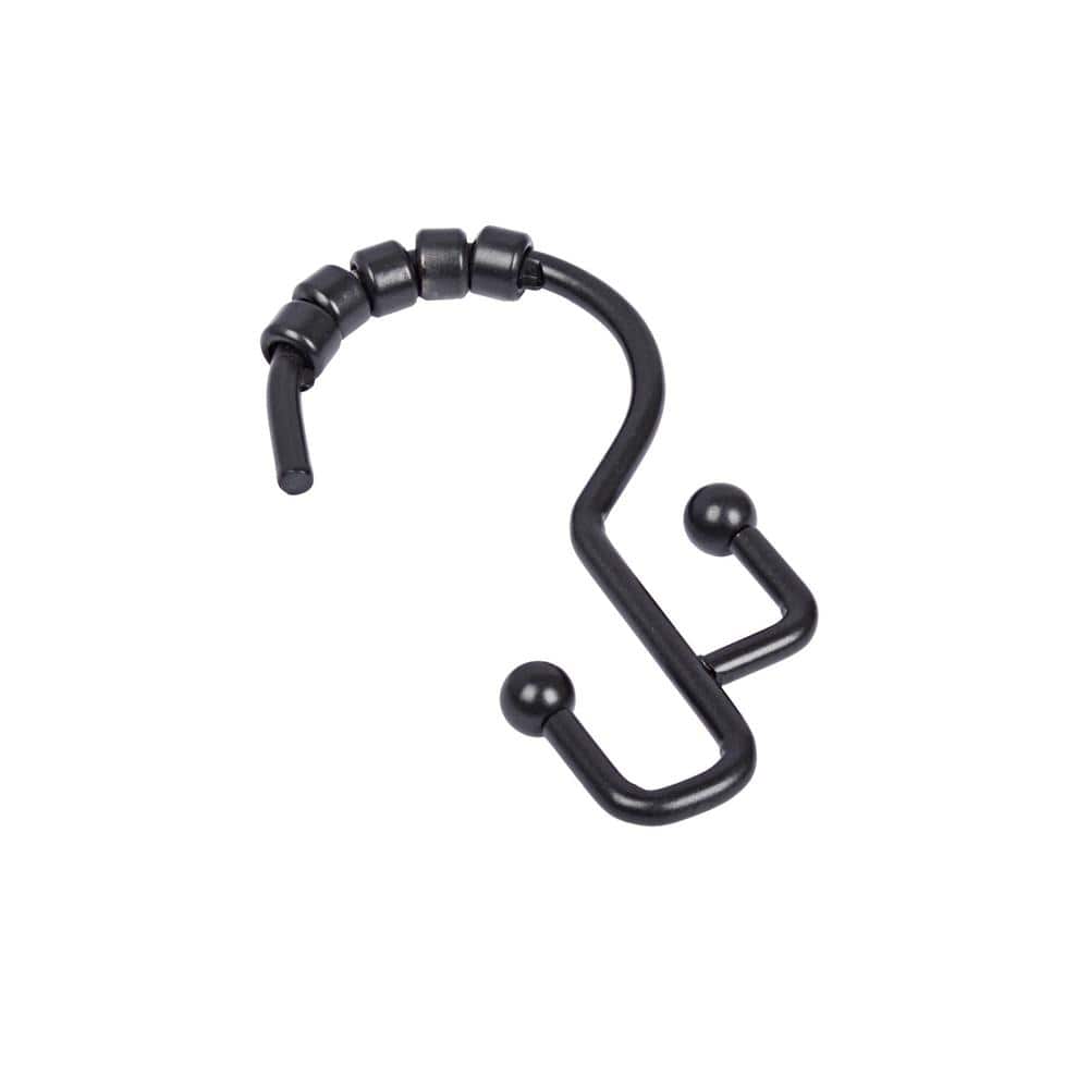 Utopia Alley Double Roller Shower Hook in Black HK3BK The Home Depot