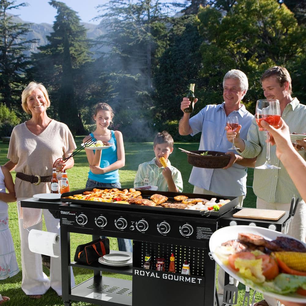 Royal Gourmet 44-Inch Black Stainless Steel 6-Burner Propane Gas Grill Griddle