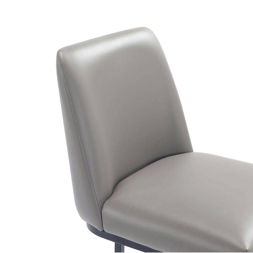 Gray Leatherette Upholstered Bar Stool with Metal Base