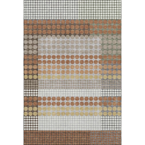 Mayfield Premium Machine Washable Abstract AMF2445 Paprika 8 ft. x 10 ft. Area Rug