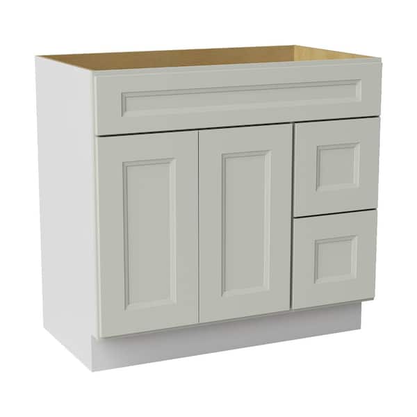 36 in. W x 21 in. D x 34.5 in. H Ready to Assemble Double Shaker Bath Vanity Combo Cabinet in Laguna Grey