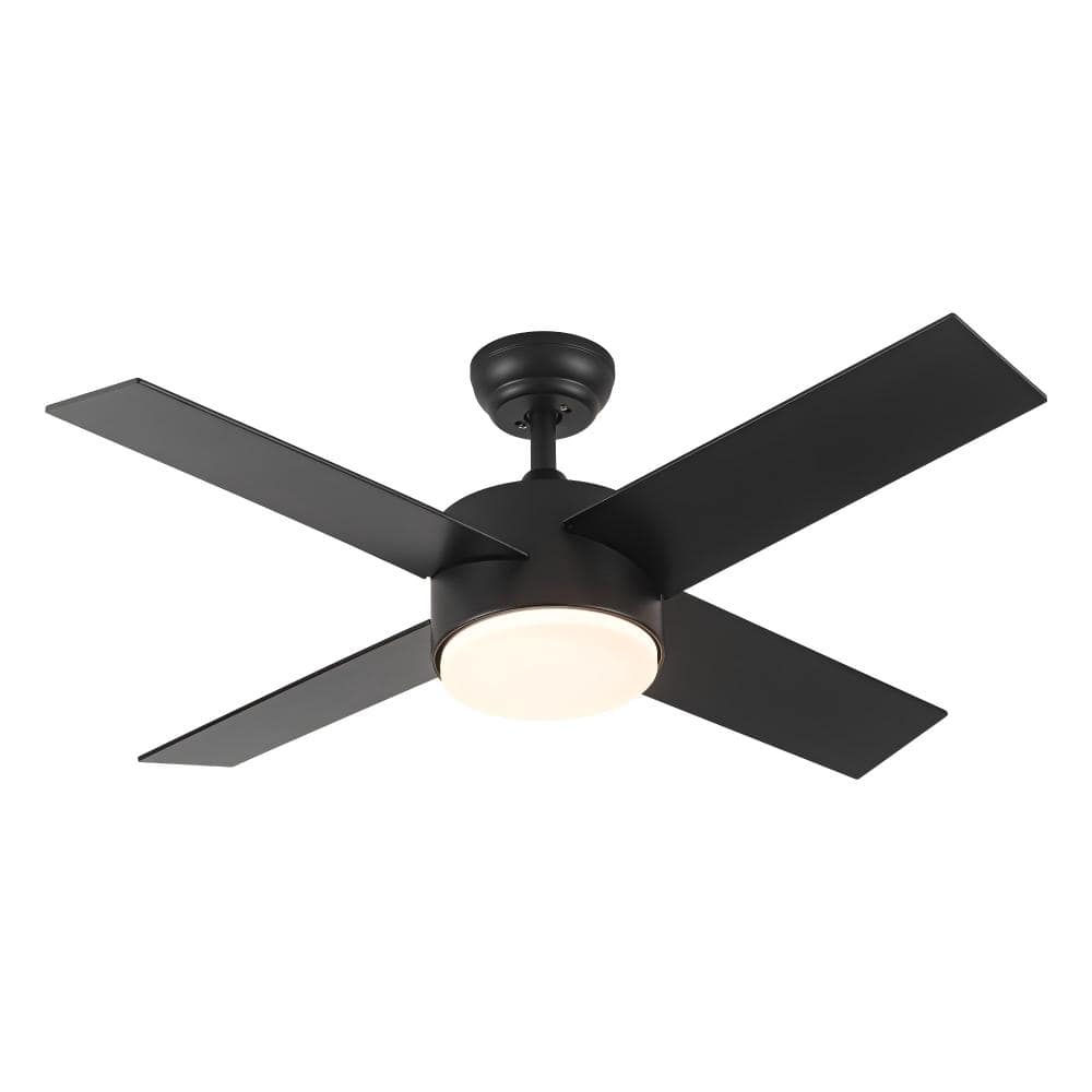 42 in. Black LED Downrod Mount Standard Ceiling Fan with Remote Control Dimmable 3 ABS Blades Ceiling Fan with Light price history on PriceWatchPro