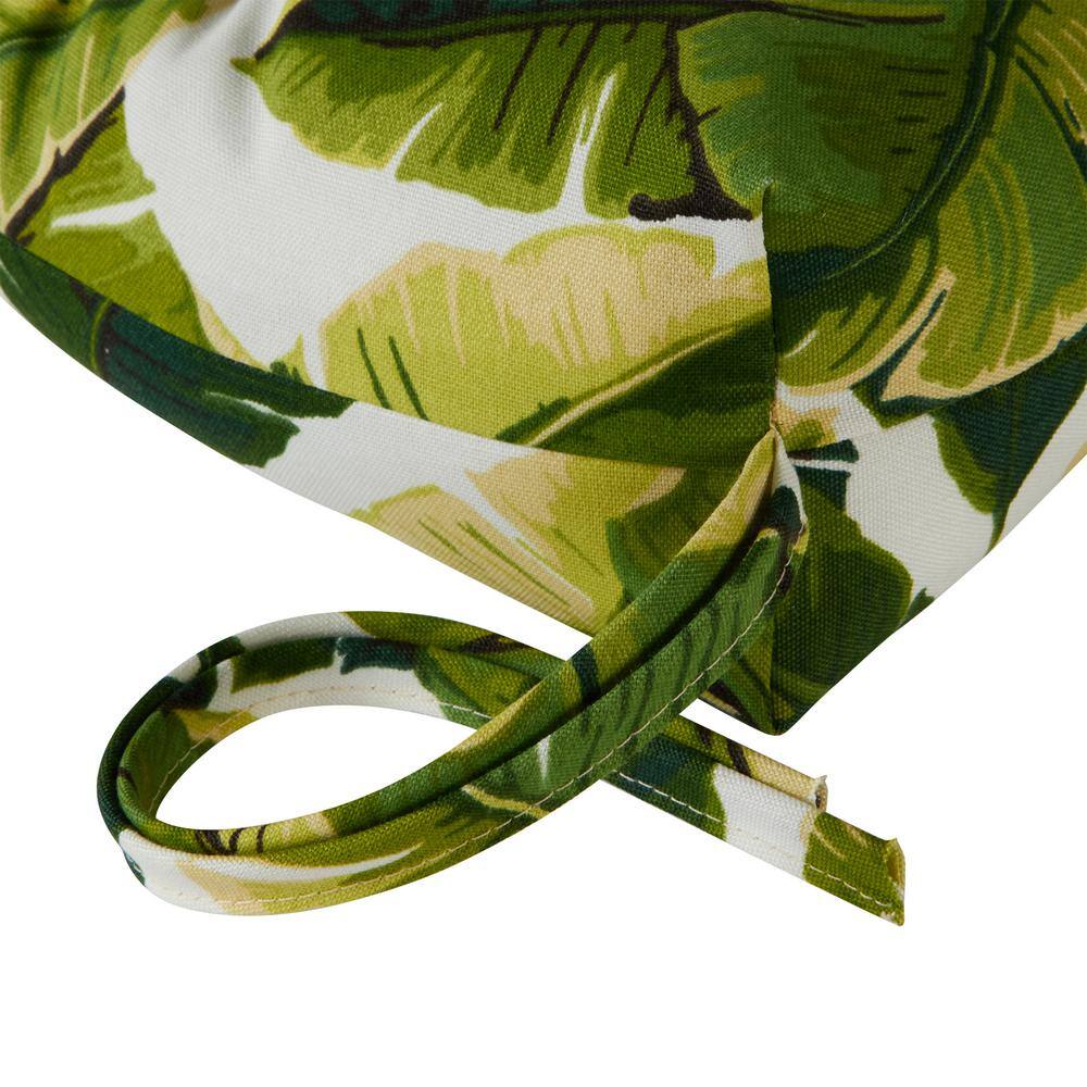 Palm Leaves Green and White High Back Outdoor Chair Cushions Set