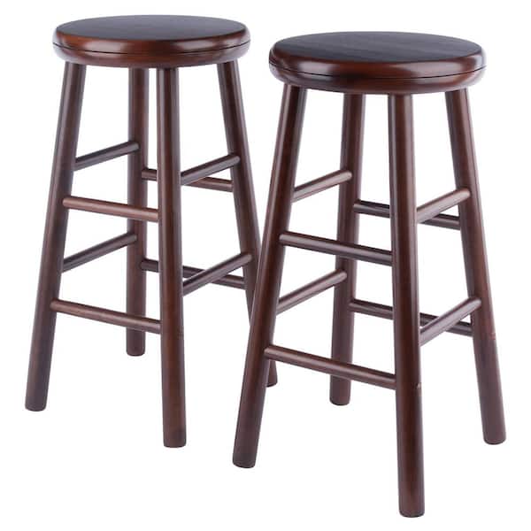 WINSOME WOOD Shelby 24 in. Walnut Backless Swivel Seat Counter Stool (Set of 2)