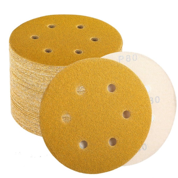 6 in. Sanding Discs with 6 Hole Hook and Loop, 80 120 220 320 400 Grit Assortment for Sander, 100 Pack