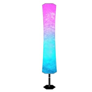 59 in. White Indoor LED Floor Lamp Color Changing Lamp with Fabric Shade and Remote Control