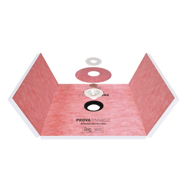 38 in. W x 60 in. L Shower Kit Prova Pinnacle Shower Pan Center Drain