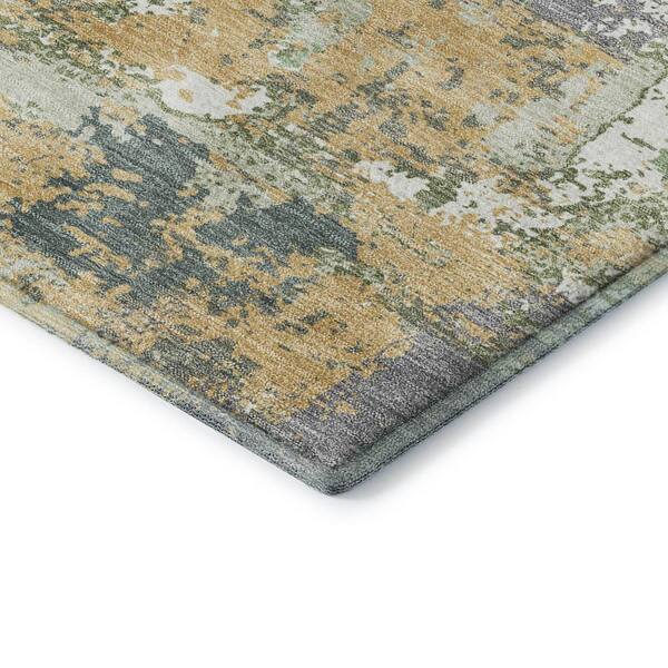 Mayfield Premium Machine Washable Abstract AMF2212 Aloe 2 ft. x 7 ft. Runner Rug