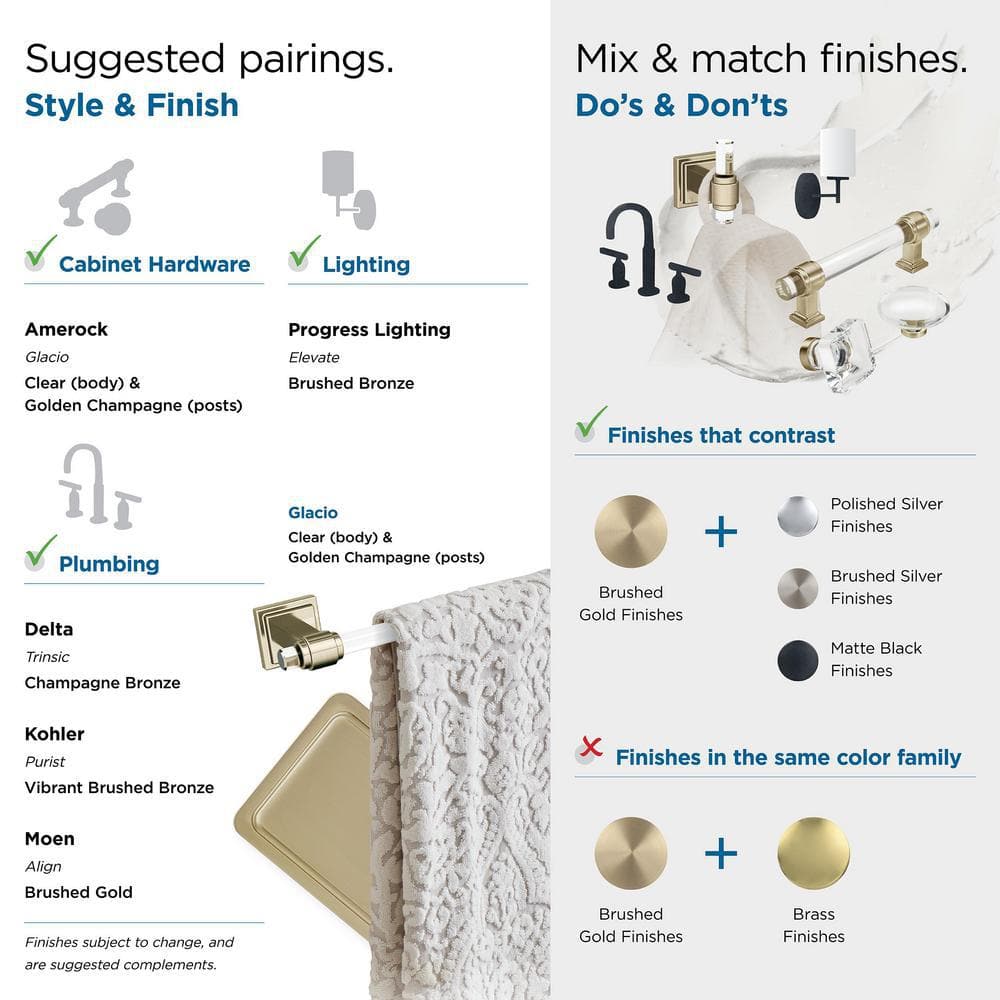 Clear and Golden Champagne Single Post Toilet Paper Holder