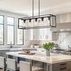 YANSUN 5-Light Dimmable Matte Black Linear Rectangle Chandelier Kitchen Island Pendant Light with Clear Glass Shade HA-IP01701EBL-1AP3