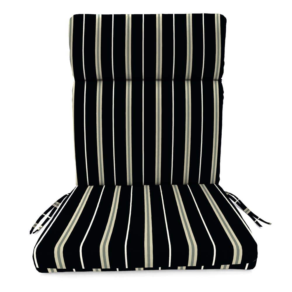 Platt Ink Black and White Striped Outdoor Chair Cushion with Ties