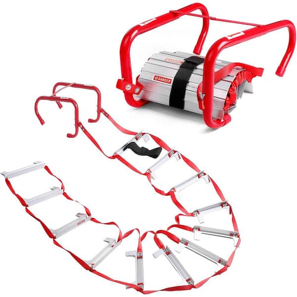 2-Story 15 ft. Fire Escape Ladder 990 lbs. Capacity Emergency Use with Anti-Slip Rungs for Homes and Easy Storage