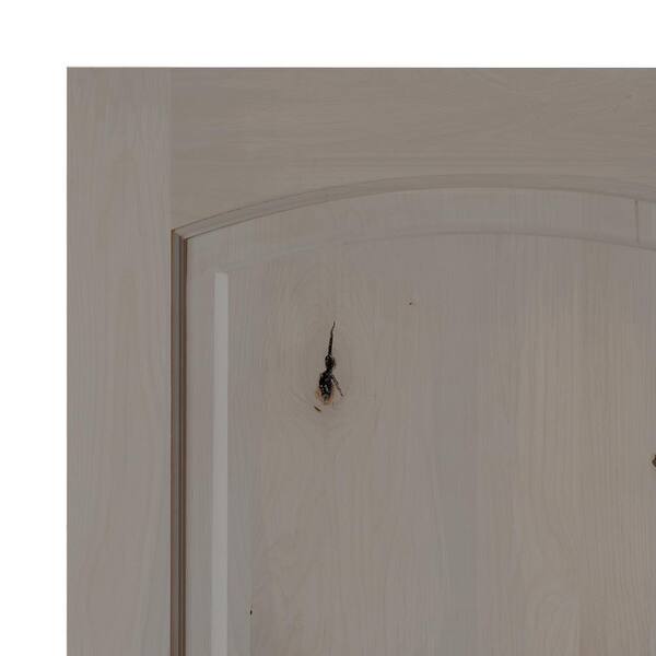 DIY RTA Kit 32 in. x 80 in. Knotty Alder 2-Panel Right-Hand Top Arch Grey Stain Single Wood Ready To Assemble Front Door