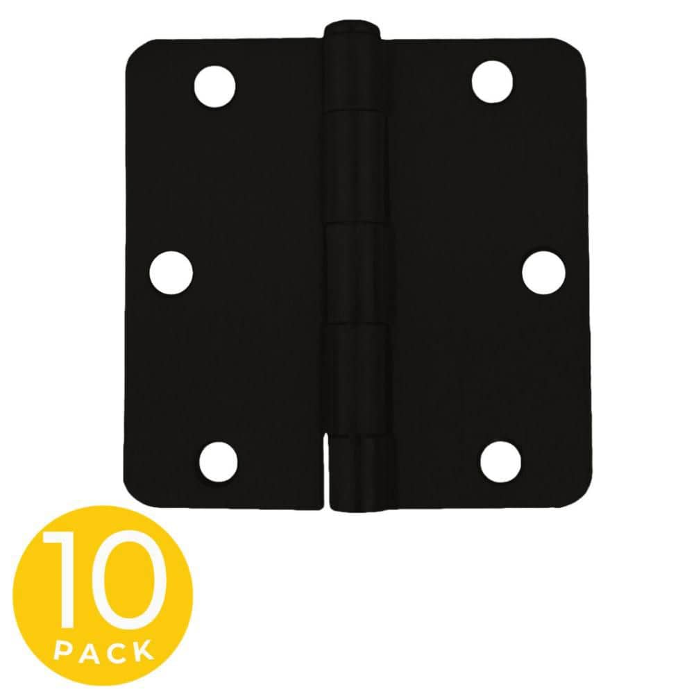 3.5 in. x 3.5 in. Matte Black Residential Full Mortise 1/4 in. Radius Hinge with Removable Pin-Pack of 10 price history on PriceWatchPro