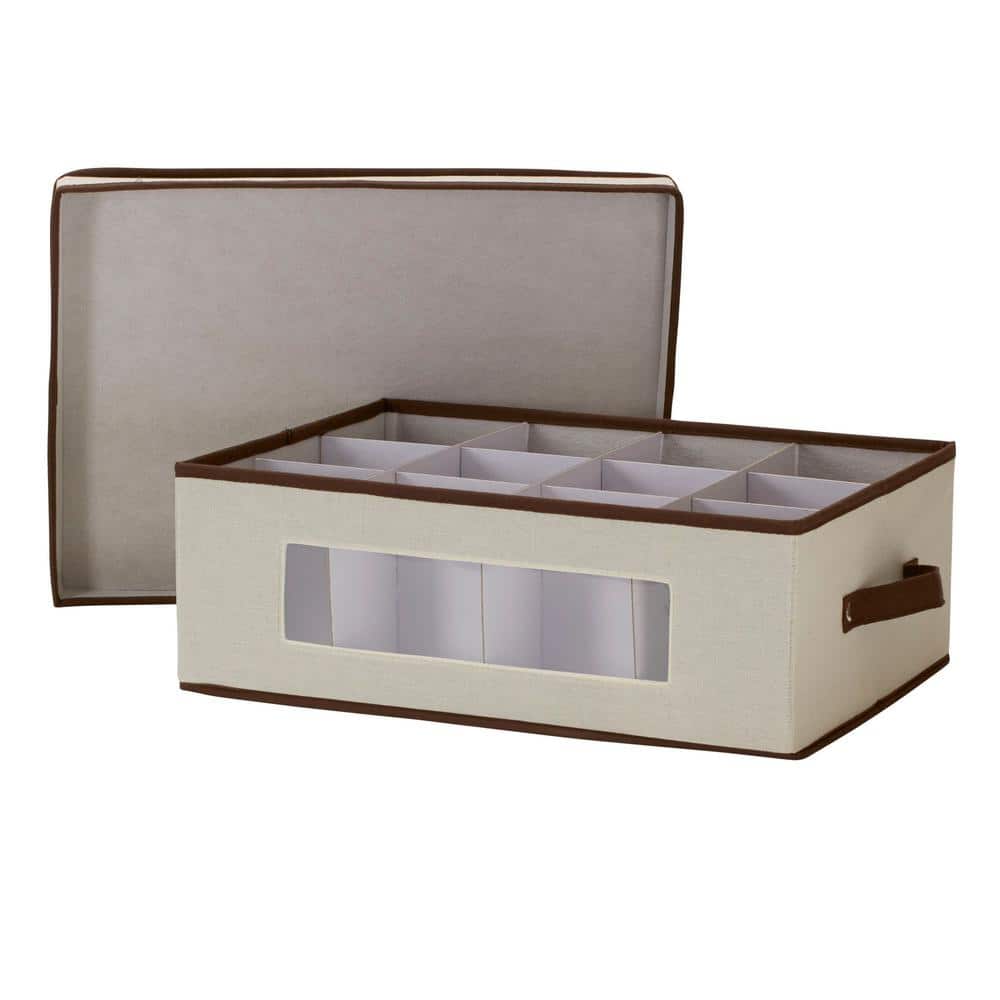 Natural Fabric Stackable Lidded Storage Box with Window
