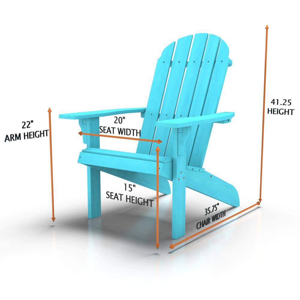 Aqua Blue Plastic Adirondack Chair with Arms