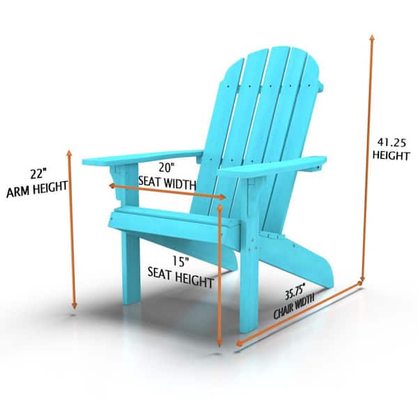 Aqua Blue Plastic Classic Adirondack Chair Durable Weather Resistant Design Real Wood Look 300 lb Capacity. XT B192P191871 The Home Depot