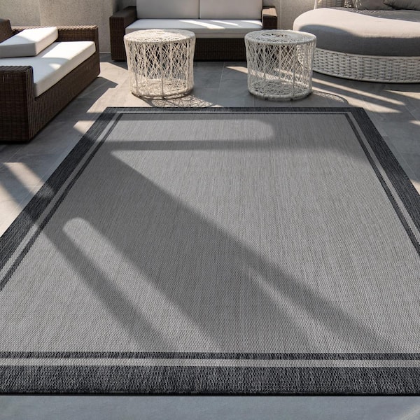 CAMILSON Navy Blue/Cream 8 ft. x 10 ft. Bordered Area Rug