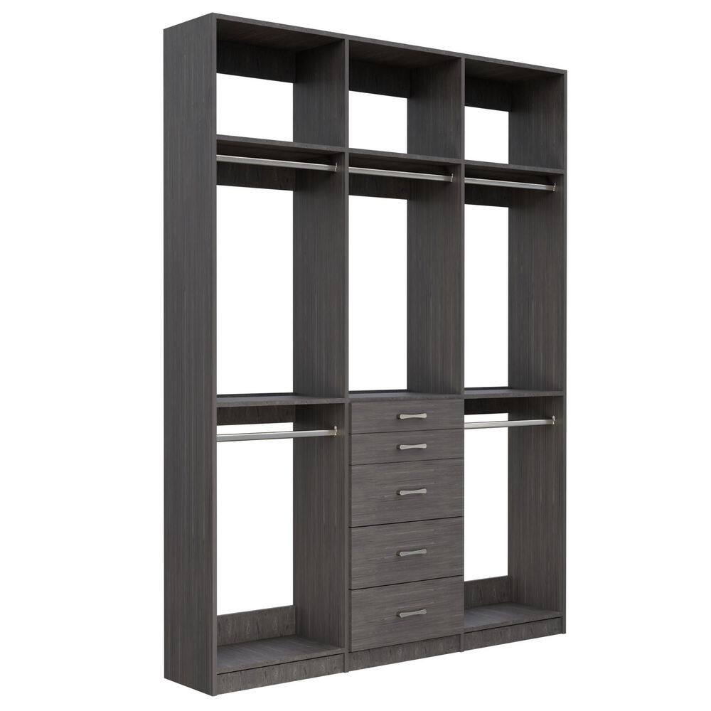 Alto Collection 60 in W Grey Wall Mounted 2 Double Hang and 5-Drawer w Extensions Wood Closet System price history on PriceWatchPro