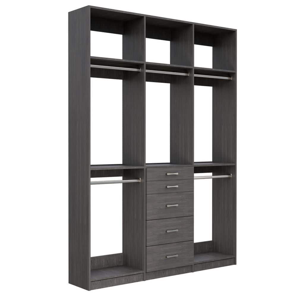 Alto Collection 82.5 in W Grey Wall Mounted 2 Double Hang and 5-Drawer w Extensions Wood Closet System price history on PriceWatchPro