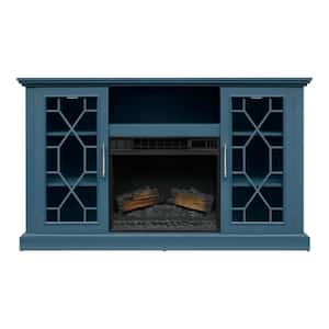 Ryden 60 in. W Freestanding Media Mantel Infrared Electric Fireplace in Insignia Blue