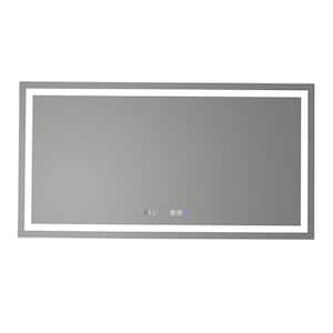 72 in. W x 38 in. H Large Rectangular Frameless Wall LED Bathroom Vanity Mirror with Anti-Fog Dimmable and Time Display