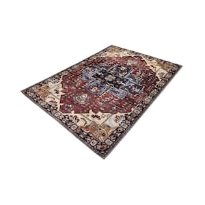 L'Baiet Monica Red Distressed Washable 2 ft. x 3 ft. Scatter Rug