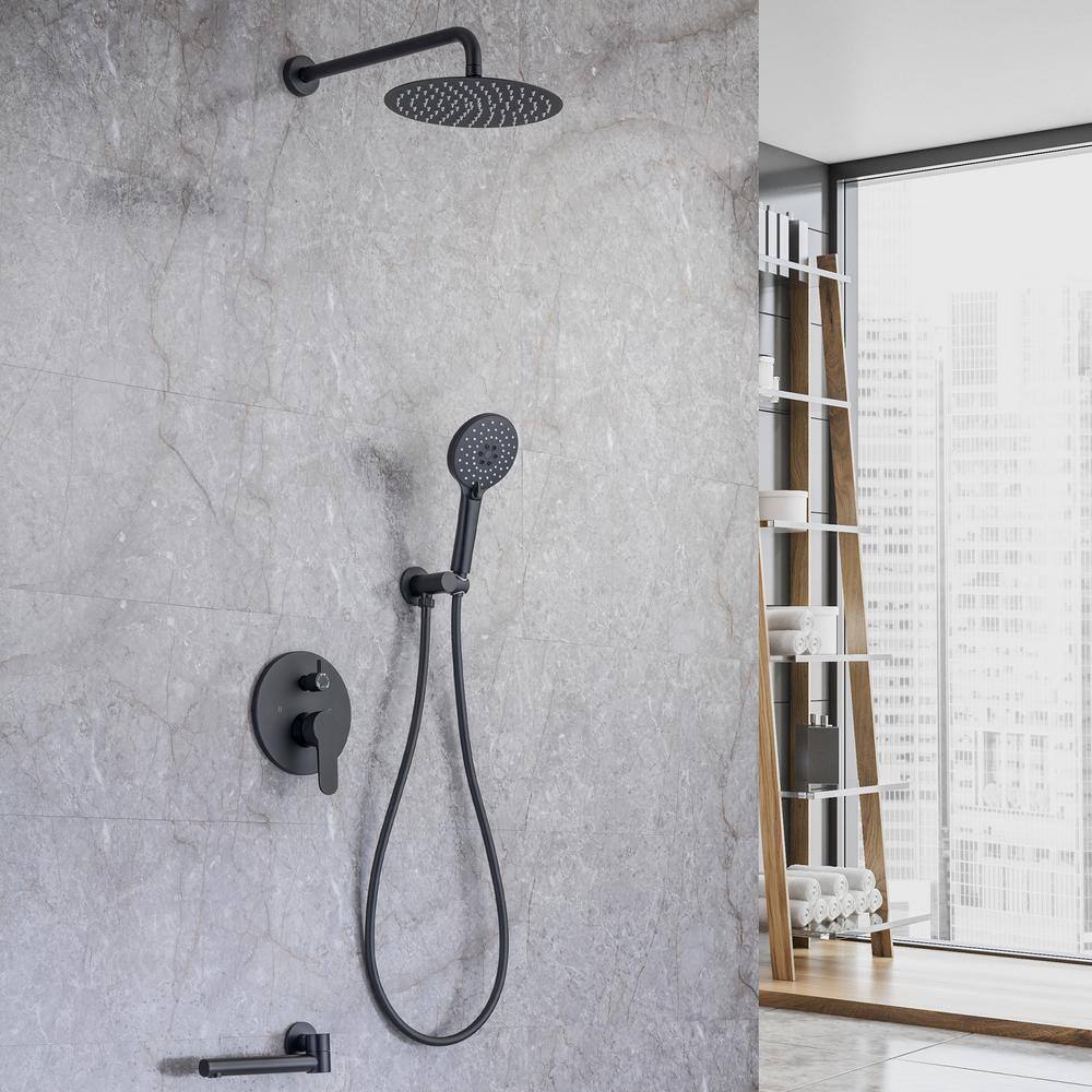 Single Handle 3 -Spray Patterns Tub and Shower Faucet 2.5 GPM in Spot Defense Matte Black Valve Included price history on PriceWatchPro