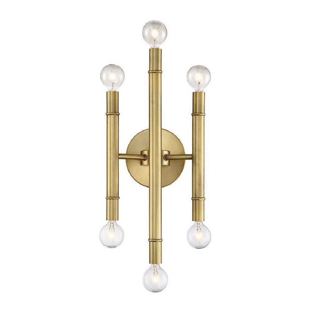 Natural Brass 6-Light Dimmable Wall Sconce