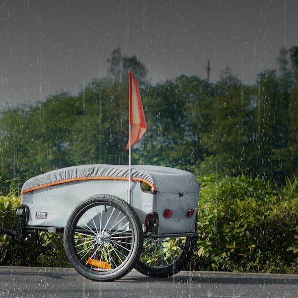 Bicycle Trailer, 100 lbs. 3.27 cu. ft. Capacity, Metal, Durable Cart, Universal Coupler,Protective Cover,16 in. Tires