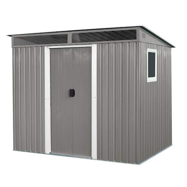 8 ft. W x 6 ft. D Metal Shed with Double Door (48 sq. ft. )