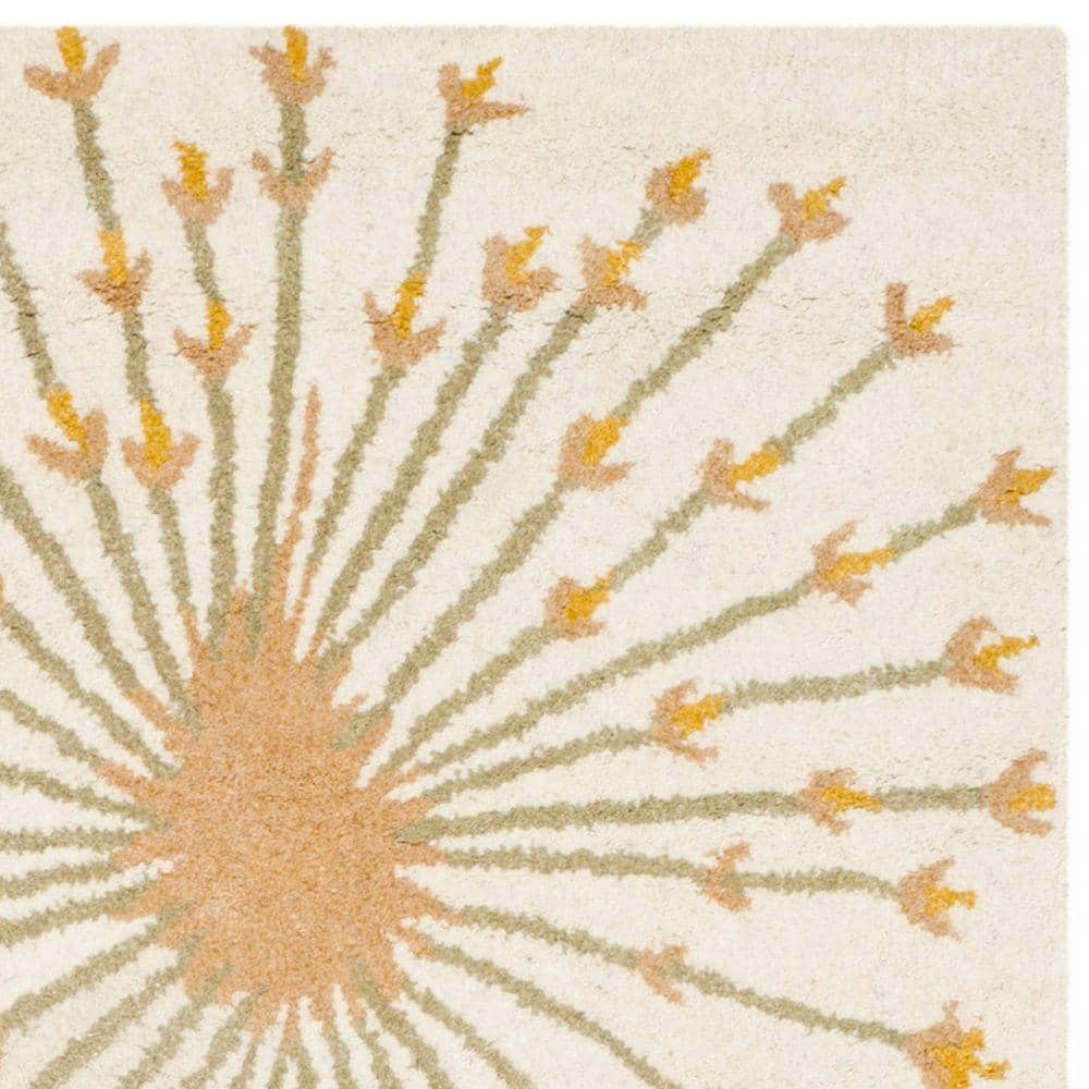 Beige Gold Hand-Tufted Wool Rectangular Area Rug