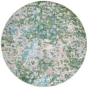 Madison Green/Turquoise 5 ft. x 5 ft. Geometric Abstract Round Area Rug