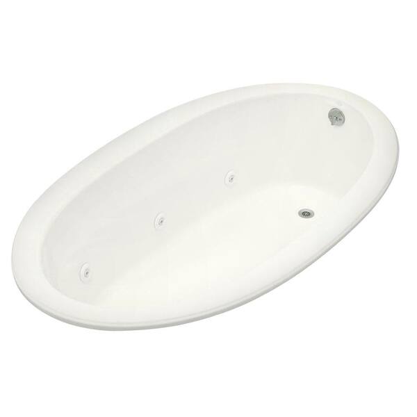 KOHLER Sunward BubbleMassage 6 ft. Acrylic Oval Drop-in Whirlpool Bathtub in White