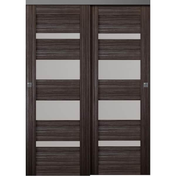 Belldinni Mirella 36 in. x 80 in. Gray Oak Finished Wood Composite Bypass Sliding Door