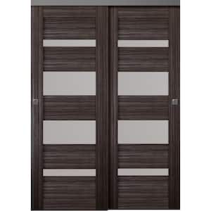 Mirella 56 in. x 79 in. Gray Oak Finished Wood Composite Bypass Sliding Door