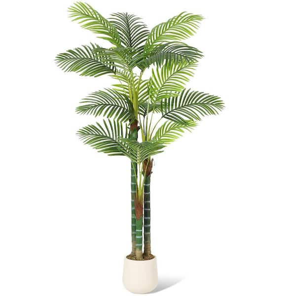 Unbranded 1PCS 6FT Artificial Palm Tree In Pot, Triple Golden Cane Palm Trees Tall Tropical Plant for Home Office Indoor Outdoor
