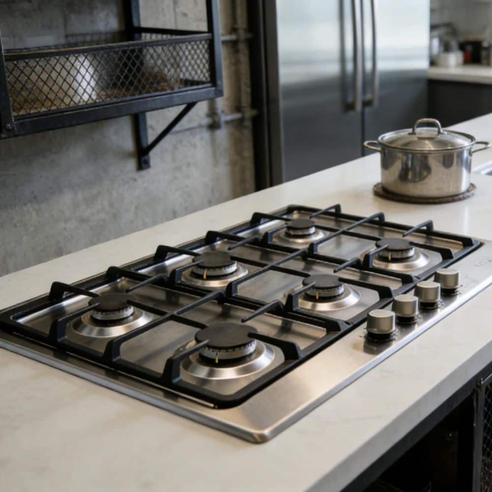 36 in. 6 Burners Recessed Gas Cooktop in Stainless Steel with NG/LPG Convertible